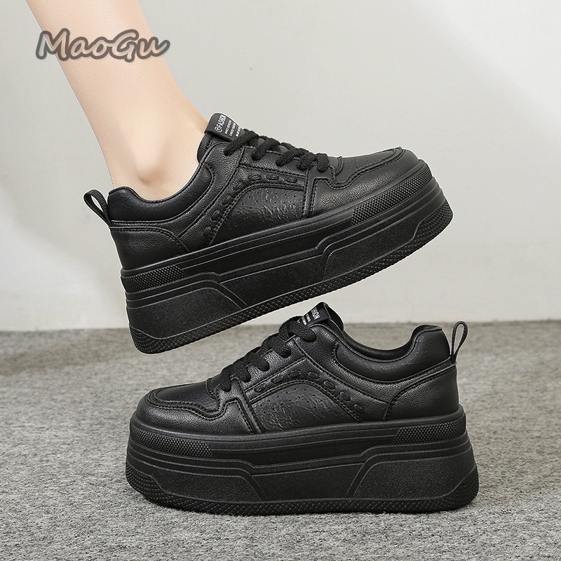 Women Shoes Size Chart - Höhenverstellbare Plateau-Sneaker für Damen, Weiße Schnürschuhe