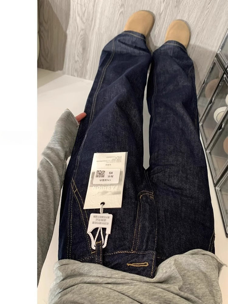 Women Shoes Jeans - Tiefblaue Denim Wide-Leg-Jeans für Damen, Frühjahrsneuheit,