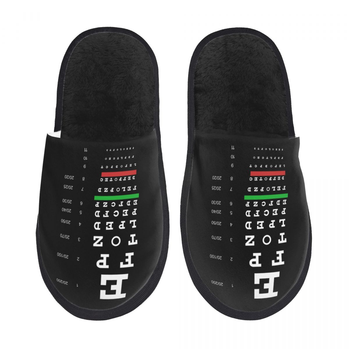 Shoes Women Chart - Maßgeschneiderte Snellen-Sehtafel-Kunst Weiche Memory-Schaum-Hausschuhe für Damen,