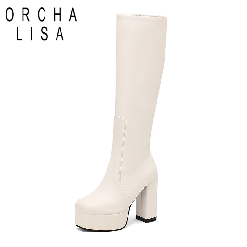 Women'S Shoes Extended Sizes - ORCHALISA Glamouröse Damen-Kniehohe Stiefel mit Quadratischer