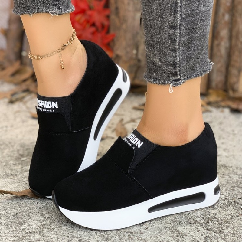 Women Shoes Size Chart - Damen-Freizeitschuhe mit versteckter Höhenerhöhung, modische Slip-On-Plateau-Sneaker,