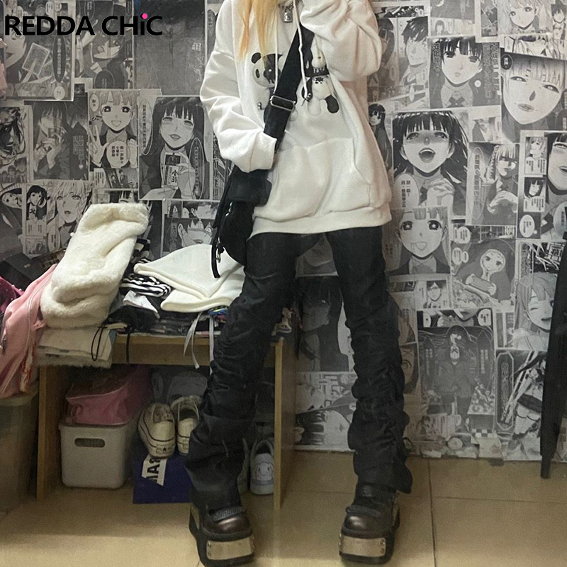 Women Shoes Jeans - REDDACHiC Goth Lolita Schwarz Hosen Casual