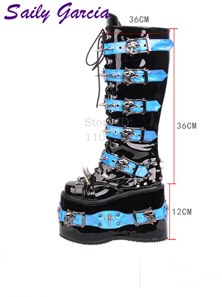 Totenkopf-Nieten Punk Kniehohe – Women Shoes Size Chart Bewertung und Preis