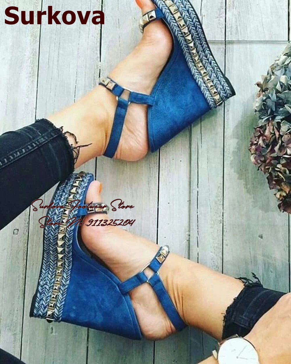 Surkova Blue Denim Keil absatz – Women Shoes Jeans Bewertung und Preis